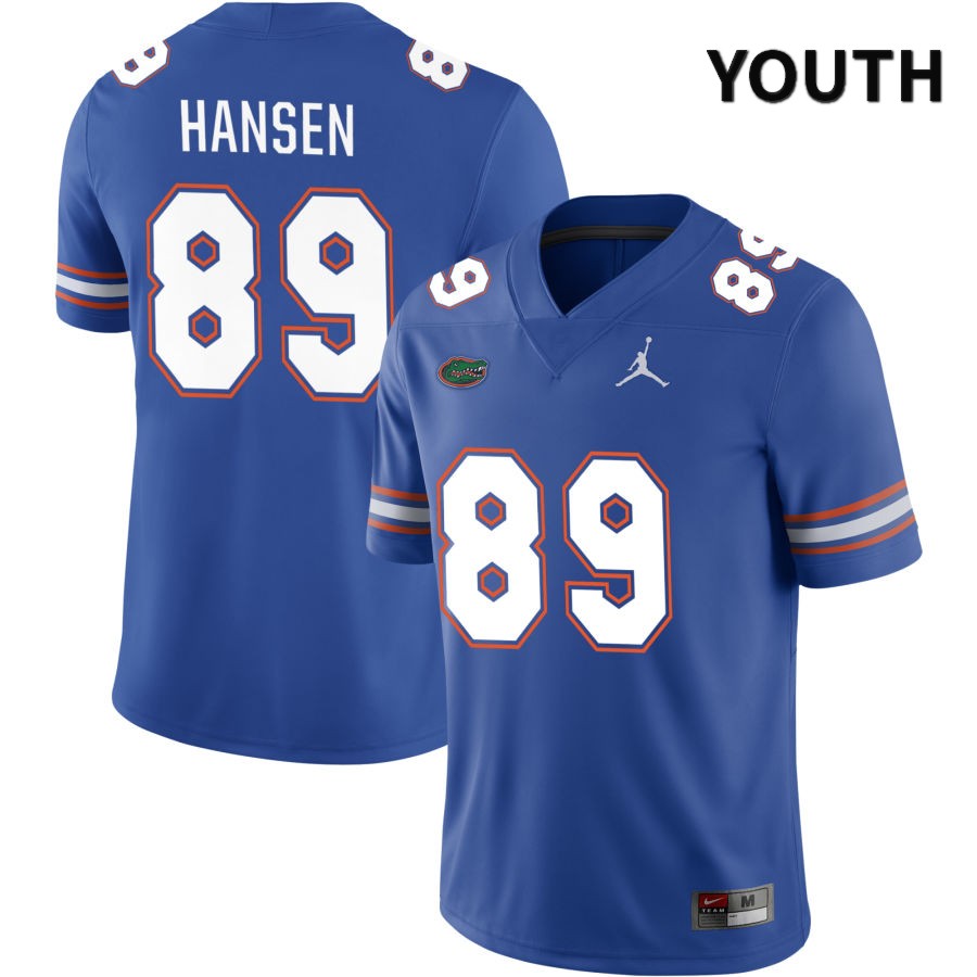 NCAA Florida Gators Hayden Hansen Youth #89 Jordan Brand Royal 2022 NIL Stitched Authentic College Football Jersey WEW6464BW